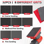 32PCS Sanding Sponge Kit, 180-3000 Grit Hook & Loop Wet Dry Sanding Sponges for Wood, Metal, Auto Body - Foam Sanding Pads for Furniture, Crafts, Drywall, and Model Polishing