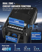 400W Low Voltage Landscape Transformer, 2 Zone Independent Control Landscape Lighting Transformer, 120VAC to 12/14V AC Low Voltage Transformer with Timer & Photocell Sensor ETL Listed D23LT06