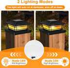 Solar Post Cap Lights Outdoor 4Pack [LED Bulb, 2 Brightness Setting] Fence Post Solar Lights Waterproof for 4x4 5x5 or 5.5x5.5 Wood Posts, Warm Bright Bulb Lighting for Garden Deck Yard
