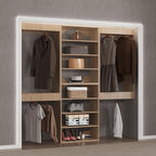 Modular Closet Organizer - 60" Wide Wardrobe Storage with Wood Towers for Walk In Closets - Wall Mounted