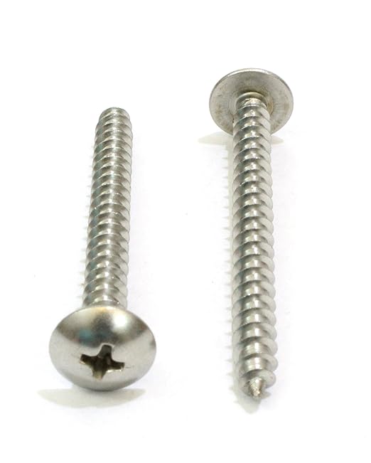 No. 8 x 1-1/2" Stainless Truss Head Phillips Wood Screw, (100 pc), 18-8 (304) Stainless Steel Sheet Metal Screws, Type A Point, Plain Finish by Bolt Dropper