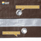 GUARD SHIELD Tarps Heavy Duty Waterproof 12x12 Feet Brown/Silver Poly Tarp Cover Outdoor Thick UV Resistant Tarpaulin with Grommets 10mil (2-Pack)