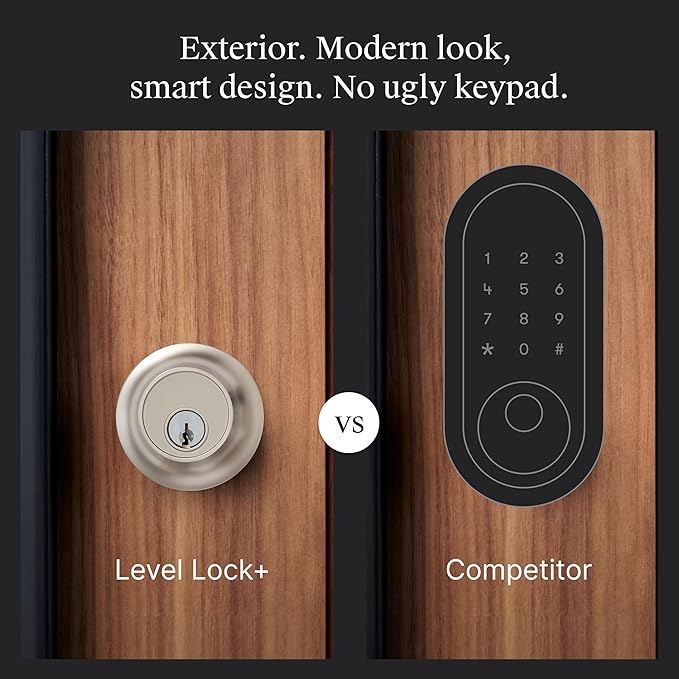 Level Lock+ (Matter) Smart Lock - World's Smallest, Most Advanced Matter-Over-Thread Deadbolt Plus Apple Home Key - Keyless and Remote Access via Apple, Alexa, Google Home, SmartThings (Satin Nickel)