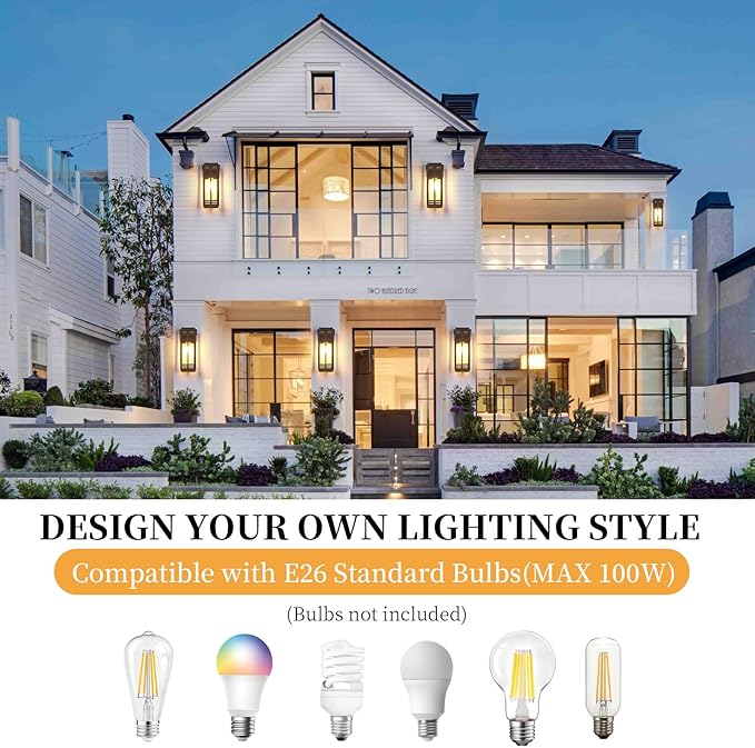 13.8'' Outdoor Wall Light Fixtures 1 Pack, Black Porch Lights Outdoor Lighting for House, Exterior Lighting Fixtures Wall Lanterns, Waterproof Modern Outside Sconce Lights for Patio Garage (No Sensor)