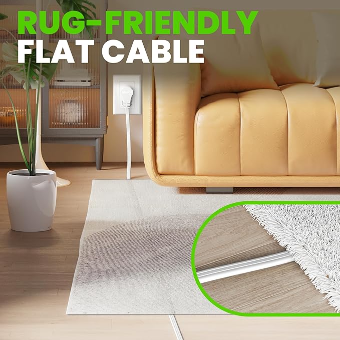 GEARit 360 Rotating Flat Plug Extension Cord (3ft, White) Multi 3-Outlet Extension 16 AWG Wire, Adapter for Small Spaces, Right Angle Socket, ETL Certified - 3 Feet