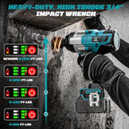 Cordless Impact Wrench 3/4 inch Compatible with Makita 18V Battery, Cerycose1850ft-lbs (2500N.m) Brushless Electric Impact Gun, High Torque Impact Driver, for Heavy-Duty Automotive & Industrial Tasks