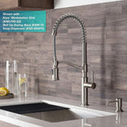 KRAUS Sellette Commercial Style Pull-Down Kitchen Faucet and Deck Plate in Spot Free Stainless Steel, KPF-1683SFS