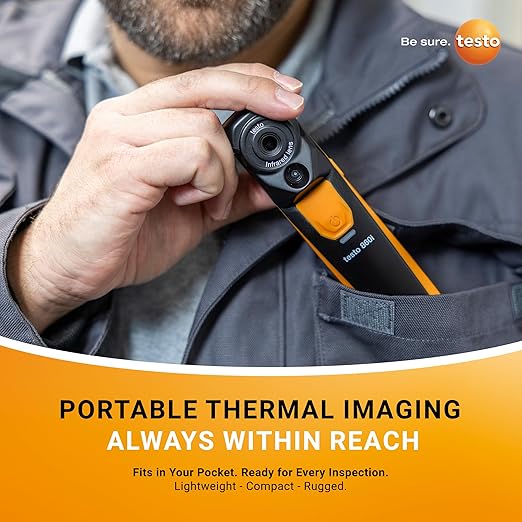 testo 860i Wireless Thermal Imaging Camera for iPhone & Android - Thermal Imager with USB-C Cable - Handheld Infrared Camera 256 x 192 Resolution & -4 to +662 °F Measurement Range