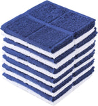 Glynniss Dishcloths Kitchen Highly Absorbent Dish Rags 100% Cotton Dish Cloths for Washing Dishes (Blue White)