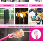 10 Ft Outdoor Extension Cord with 3 Prong, 16/3 SJTW Neon Pink Extension Cord 10ft, 13 AMP for Indoor or Outdoor Use, Small Appliances, Gardens, Lawn, Lights Decor - UL Listed