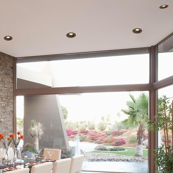 Maxxima 4 in. Ultra Thin Recessed Anti-Glare LED Downlight, Canless IC Rated, 1000 Lumens, 5 Color Temperature Selectable 2700K/3000K/3500K/4000K/5000K, Dimmable, Bronze Trim, 90 CRI, J-Box Included