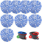 8 Pack RinseClean Spin Mop Replacement Head Refills Compatible with O Ceda RinseClean 2 Tank System, Blue Microfiber Mop Refills for Floor Cleaning