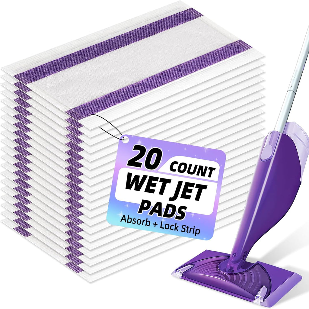 20 Count Mopping Pad for Wet Jet Mop Disposable Wetjet Pads Refills Replacement for Wet Pads Refill Compatible with Wet Jet Pads Thickness & Absorbent for Household Multi-Surface