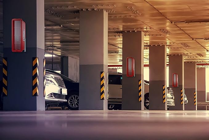 Fire Extinguisher Cabinet Fire Extinguisher Box Outdoor Fire Cabinet Mounted Fire Extinguisher Cabinet Fire Extinguisher Cover (Red with Breaker Bar Attachment, Rx350, Plastic, 5 Pounds, 10, AKA1)