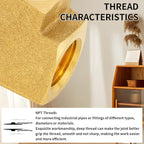 ChillWaves Brass Pipe Fitting, Barstock Male Run Tee 3/8" NPT Female x 3/8" NPT Female x 3/8" NPT Male Thread Adapter(3-PACK)