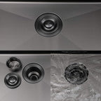 SHACO 33 Inch Black Undermount Kitchen Sink, 33x19 Gunmetal Black Stainless Steel Workstation Single Bowl Basin Wet Prep Undermount Kitchen Sink with Cutting Board