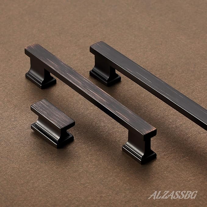 Alzassbg 15 Pack Oil Rubbed Bronze Cabinet Pulls, 6-1/4 Inch(160mm) Hole Centers Kitchen Cabinet Handles for Cabinets and Drawers AL3061ORB