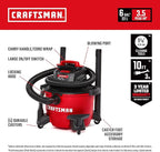 CRAFTSMAN CMXEVBE17584 6 Gallon 3.5 Peak HP Wet/Dry Shop Vac, Portable Shop Vacuum Wet and Dry with Filter, Dust Bag, Hose and Attachments for Home, Garage and Automotive Cleaning