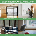 48"X236" Window Screen Replacement Kit, 6 in 1 Window Screen Door Repair Kit, Replacement Window Screens, Fiberglass Patio Screen Mesh for Porch Sliding Door, Rolling Tool Hook Spline Cutter Ruler