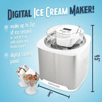 Nostalgia 2-Quart Electric Ice Cream Maker – Make Homemade Ice Cream, Gelato, Sorbet & Frozen Yogurt – No Salt/Ice Needed, Digital Controls, Mix-In Chute & Freezing Gel Canister – Stainless & White