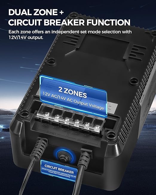 300W Low Voltage Landscape Transformer, 2 Zone Independent Control Landscape Lighting Transformer, 120VAC to 12/14V AC Low Voltage Transformer with Timer & Photocell Sensor ETL Listed D22LT06