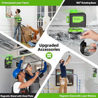 Huepar Laser Level 4x360 Self Leveling with 60" Tall Tripod, 4D Green Cross Line Lazer Leveler Tool with Outdoor Pulse Mode, 16 Lines Great for Tiling, Ceiling, Wall Work & DIY Home Renovation