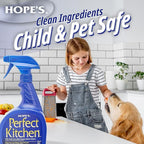 HOPE'S Perfect Kitchen Cleaner Spray - 32 Oz No-Residue All Purpose Cleaning Spray - Multisurface Degreaser for Counters, Stoves, Microwaves, and More - Pet and Home Safe - Pack of 6