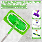 Reusable Dry Sweeping Cloths Microfiber Wet Pads Refill Compatible with Swiffer Sweeper Mop, Machine Washable Sweeping Mop Pads for Use on All Sealed Floors - Stone, Hardwood, Laminate & Tile (Green)