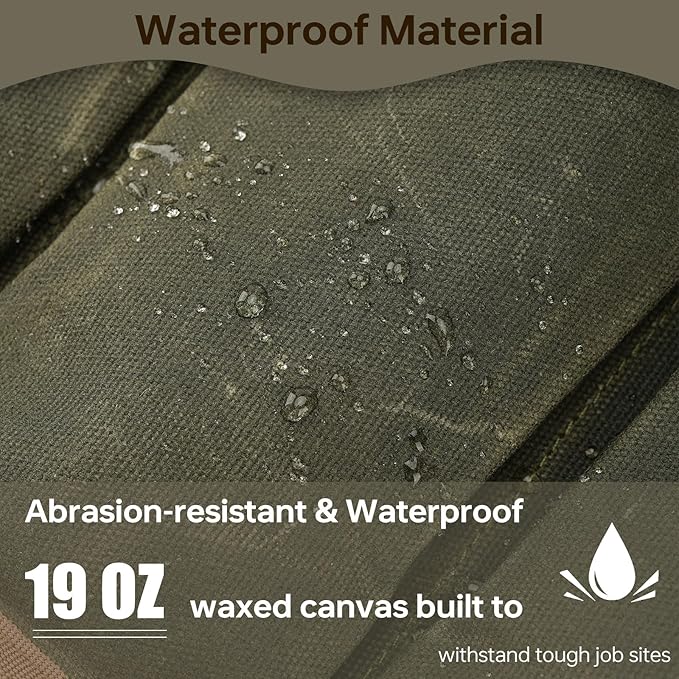 13in Tool Bag, Heavy Duty 19oz Waxed Canvas Bag 11-Pocket Portable Tool Bag Organizer Storage Toolbox for Gardener Welders Electrician Working Men Mechanic