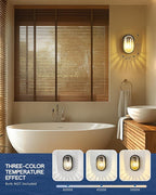 FEMILA 11" Oval Bulkhead Exterior Wall Sconce, 2 Pack Wall Light & Ceiling Flush Mount, Aluminum, Ripple Glass, Front Porch Light for Patio/Garage/Entry, 4FYX104FL-2 BK SW