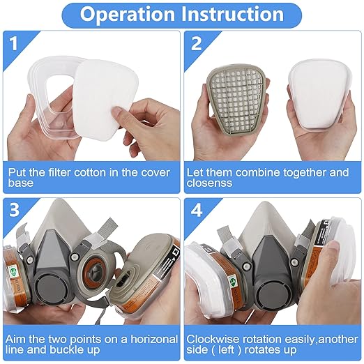 Reusable Respirator Mask with 6001 Filters - 2 Sets Paint Mask Respirators for Chemical,Gas Dust Mask with Goggles for Epoxy Resin Painting Spraying Sanding Welding Woodworking