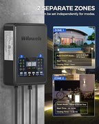 300W Low Voltage Landscape Transformer, 2 Zone Independent Control Landscape Lighting Transformer, 120VAC to 12/14V AC Low Voltage Transformer with Timer & Photocell Sensor ETL Listed D22LT06