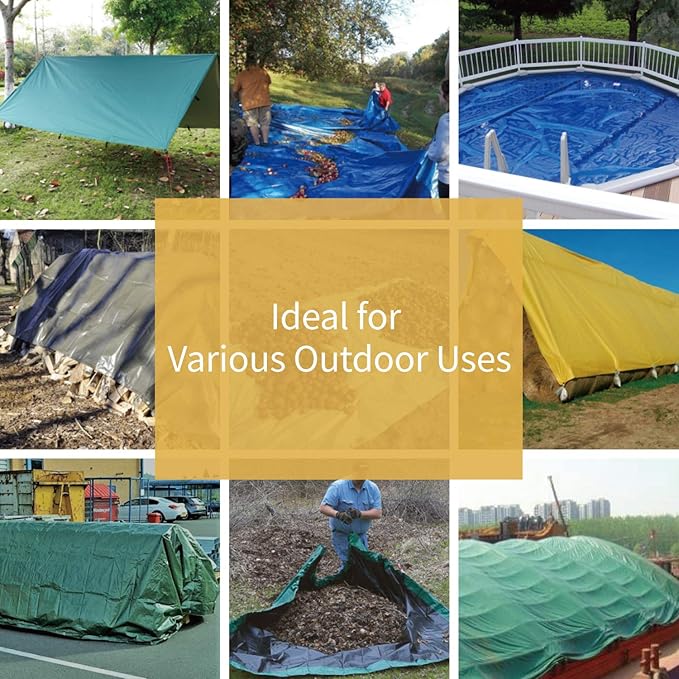 GUARD SHIELD Heavy Duty Tarp 12x12 Feet Green Multi Purpose Thick Waterproof Poly Tarp Cover 10mil