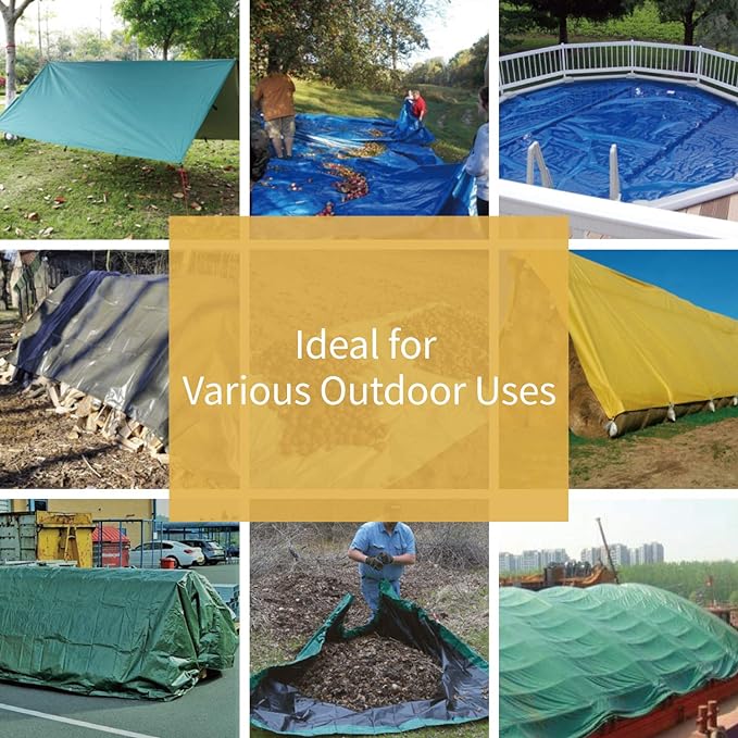 GUARD SHIELD Tarps Heavy Duty Waterproof 10x12 Feet Green Poly Tarp Cover Outdoor Thick UV Resistant Tarpaulin with Grommets 10mil (2-Pack)