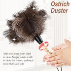 Ostrich Feather Duster 14" Natural Handheld Reusable Feathers Dusters with Wooden Handle for Cleaning Supplies Home Car Office(3PCS)