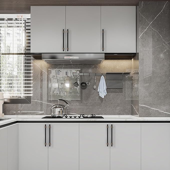 Asidrama 10 Pack 6.3 Inch(160mm) Champagne Bronze and Matte Black Kitchen Cabinet Handles, Cabinet Pulls Kitchen Cabinet Hardware Cupboard Handles Drawer Pulls