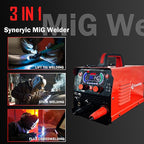 FLwelding 140A MlG Welder Flux Core.Dual Voltage110V/220V,MIG Welder Gasless Flux MlG/Lift TlG/Stick 3 in 1 Welding Machine synergic ControlIGBT Inverter Multiprocess Portable Wire Feed Welder.