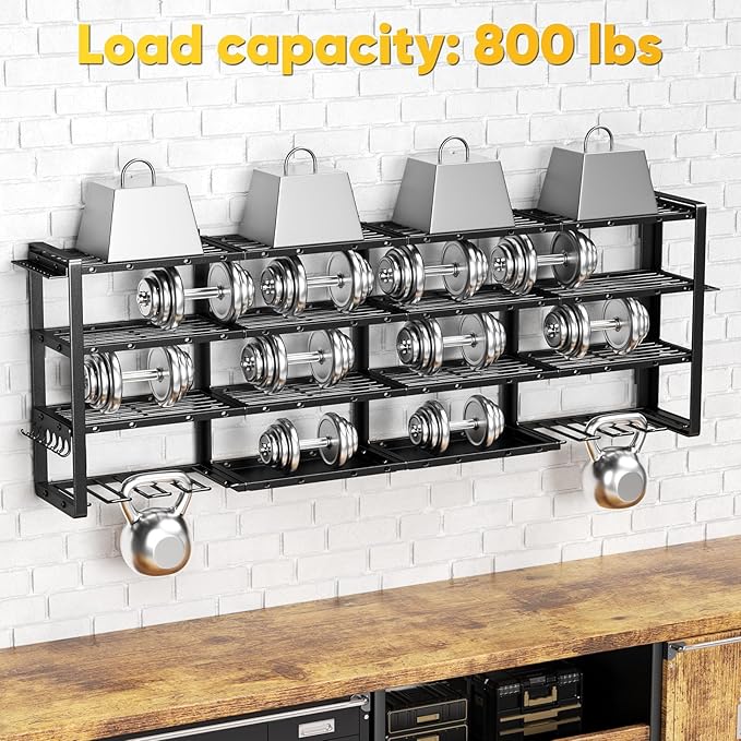 64”W Power Tool Organizer Wall Mount, Heavy Duty 8-Drill Cordless Drill Holder Supports 800 lbs, 4-Layer Corner or Straight Assembly Large Tool Battery Storage Rack for Garage Workshop