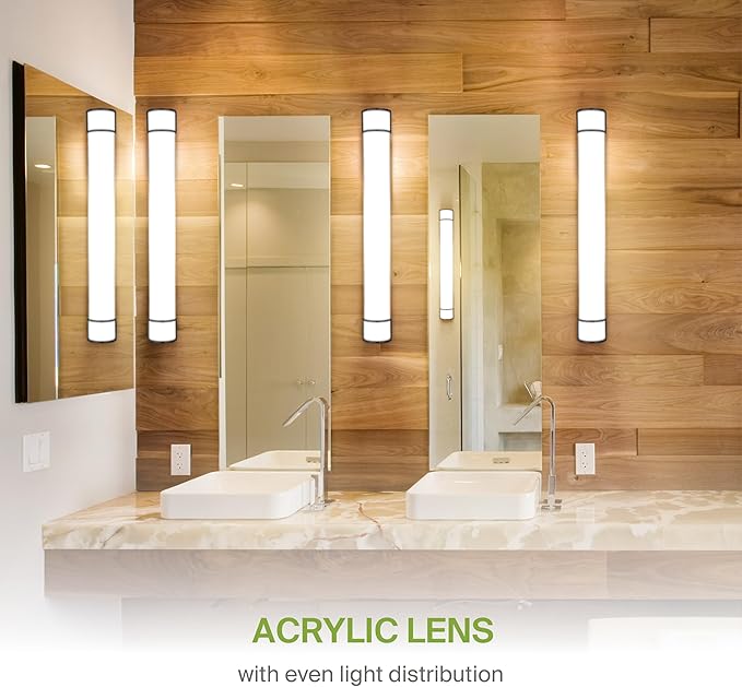 ASD LED 48" Vanity Flush Mount Light Fixture, Linear Bathroom Lighting Bar | 3CCT, Dimmable, Energy Star, ETL Listed | 35W 3200LM 3000-5000K 120V | Long Bath Wall Sconce Over Mirror | Black, 2 Pack