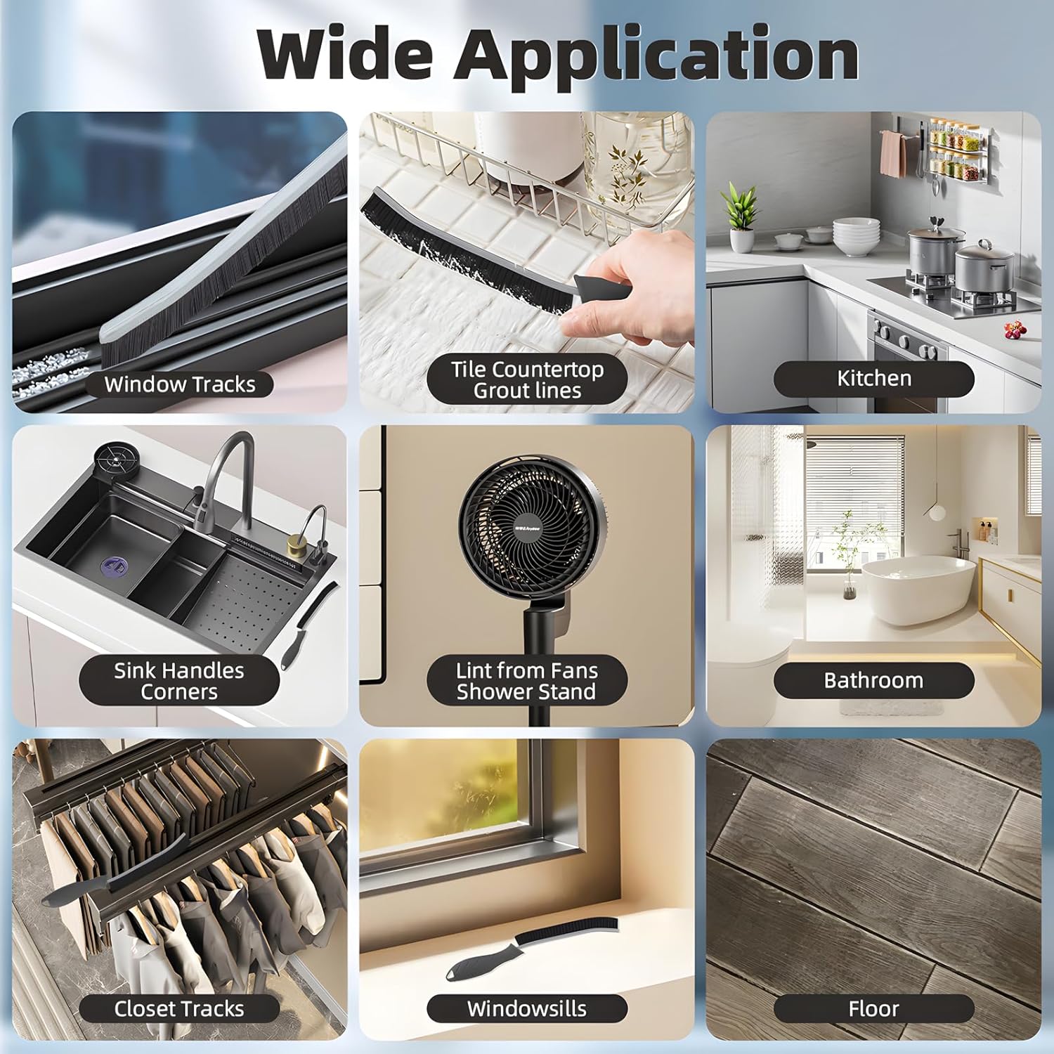 Hard Bristle Crevice Cleaning Brush-Thin Gap Scrub Brush, Small Cleaning Brush, Grout Brush, Kitchen Brush, Cleaning Tools for Toilet, Bathroom, Sink, Home, Household, Window (6, Green)