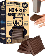 CasterMaster Non Slip Furniture Pads - 2 in x 2 in Brown 4 Pack - Chair Leg Floor Protectors & Furniture Sliders for Hardwood, Vinyl & Tile Floors - Bed Stoppers