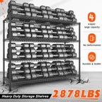 REIBII 60" W Storage Shelves 2878LBS Wire Shelving Unit with Wheels Heavy Duty Metal Shelving Adjustable Metal Shelves for Pantry,Kitchen,Garage,Basement,Business,Warehouse,60”W ×24”D×65.3”H