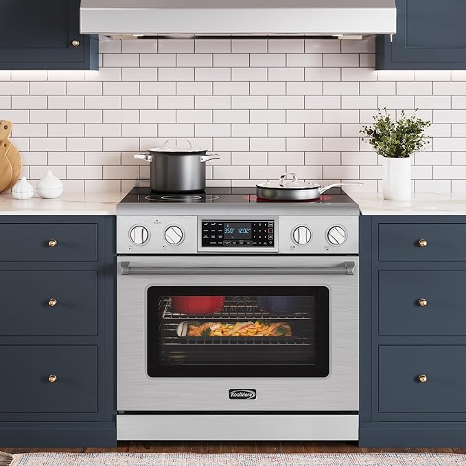 KoolMore KM-TPR-36SS 36 in. Electric Professional Range with Tilt Panel and Digital Controls, Self-Cleaning, 16300W of Power, 240V in Stainless-Steel