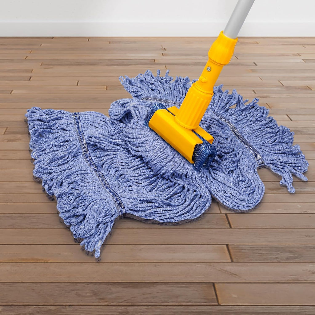 2 Pack Mop Head Replacement, Cleaning Heavy Duty Mop Head Commercial Replacement, Wet Industrial Blue Cotton Looped End String Head Refills, Wet Refills Head Optimal Absorption and Durability (Blue)