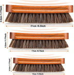 4 Pcs Horsehair Shine Shoes Brush Kit Polish Dauber Applicators Cleaning Leather Shoes Boots Care Brushes Suede Cleaner Brush with Microfiber Shoe Gloves(3 Pcs Shine Brush)