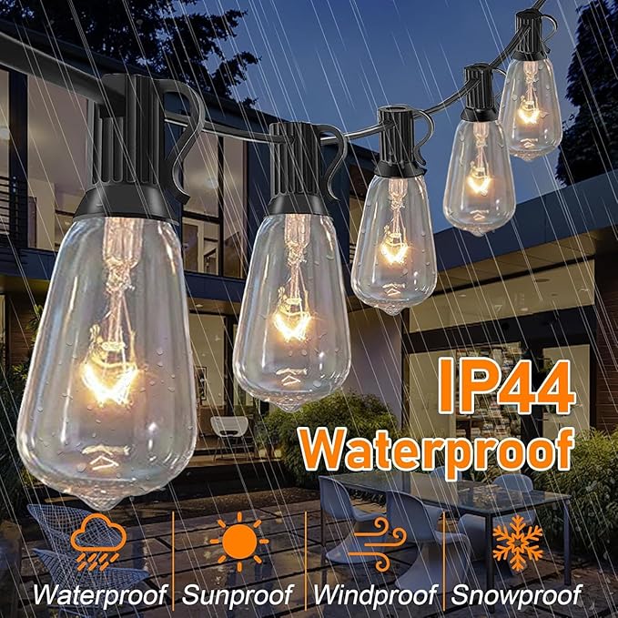 10-Pack Edison Replacement Light Bulbs, 7W E17 Screw Base ST40 Replacement Clear Glass Light Bulbs for Outdoor Patio ST40 String Lights, Warm White