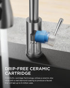 FORIOUS LED Kitchen Faucet with Pull Down Sprayer, Brushed Nicke Single Handle Stainless Steel Traditional Sink Faucets with LED Light Sprayer Head, Suitable for Farmhouse Laundry Camper Rv Bar