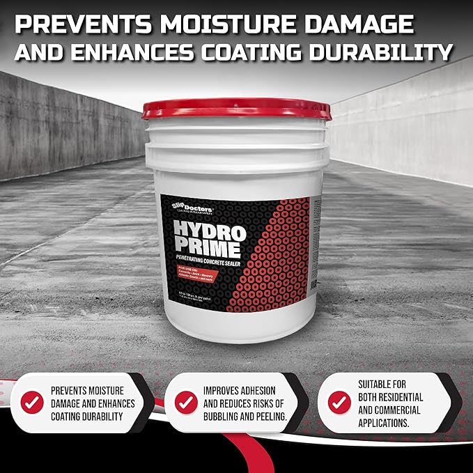 Hydro Prime - Moisture Barrier and Penetrating Sealer for Concrete & Masonry Floors - Primer for Long-Lasting Paint & Coating Protection (1 Gallon)