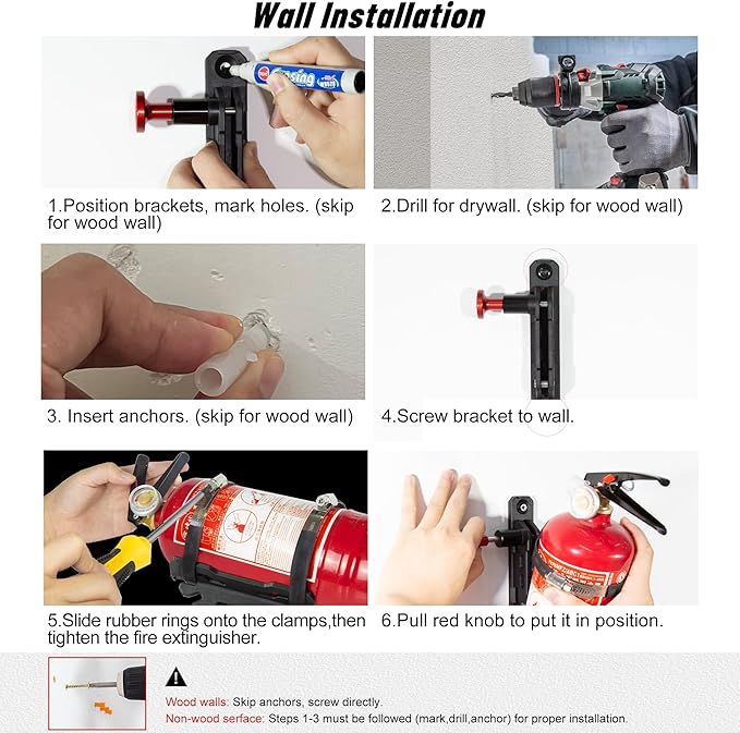 Quick Release Fire Extinguisher Mount - Universal Fit Roll Bar & Wall Mount Bracket, Fire Extinguisher Holder Bracket Adjustable Mounting for UTV ATV Motorcycle Jeep Wrangler Polaris RZR Ranger Can-Am