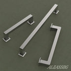 Alzassbg 6 Pack Brushed Satin Nickel Cabinet Pulls, 3 Inch(76mm) Hole Centers Cabinet Handles Square Kitchen Hardware for Cabinets AL3046SN